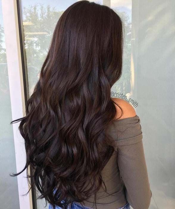 Curly brown hairstyle for long hair