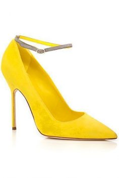 Manolo Blahnik yellow ankle strap pumps spring …