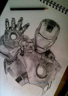 DRAWING OF IRON MAN ON A3 PAPER | Marvel Comics