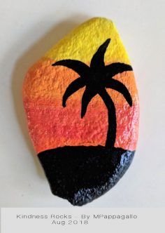 Palm tree painted rock | Gardens