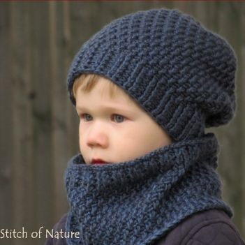 The Portland Slouchy Hat and Cowl Crochet Pattern Set by Stitch of Nature | Knitting Patterns