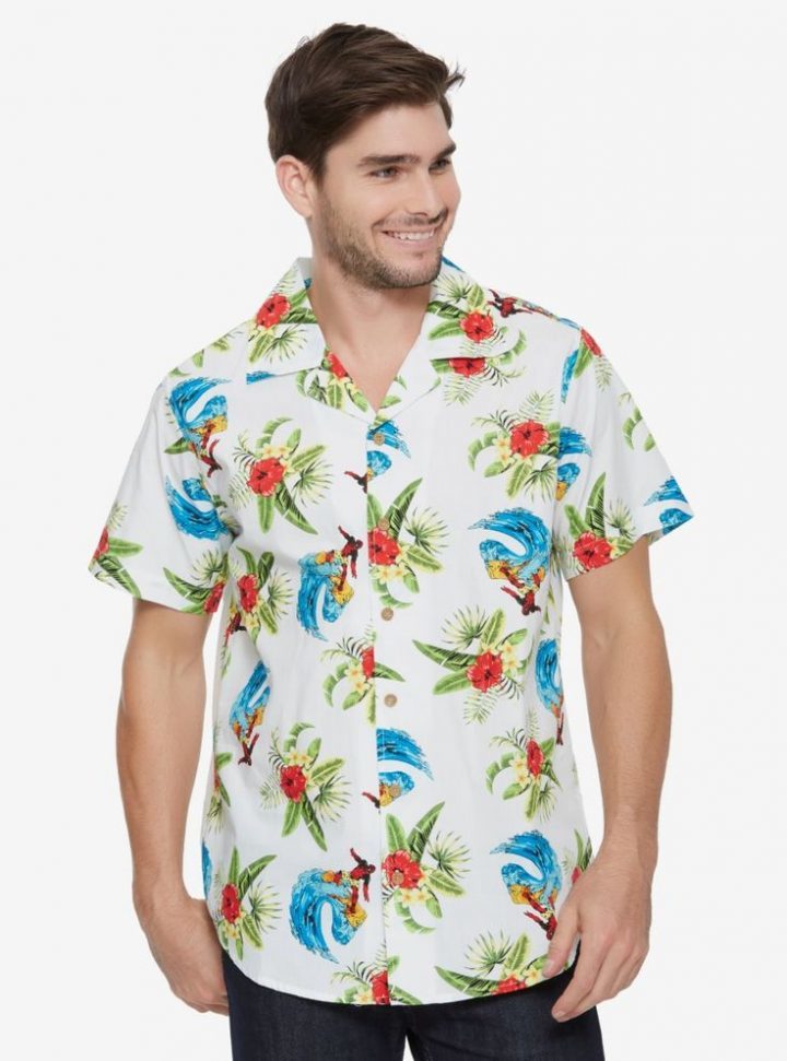 MARVEL DEADPOOL TROPICAL SURF WOVEN BUTTON-UP – BOXLUNCH EXCLUSIVE