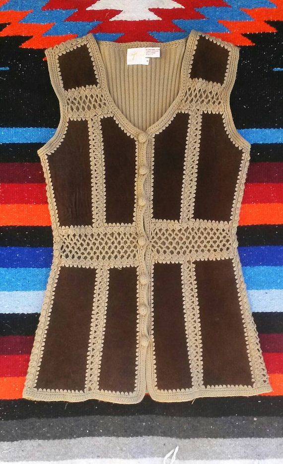 Ladies Vintage Crochet and Cable Knit Vest Stunning vintage women’s vest perfect for biker girls