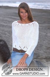 DROPS Pretty sweater that hugs the body with rag | Knitting Patterns