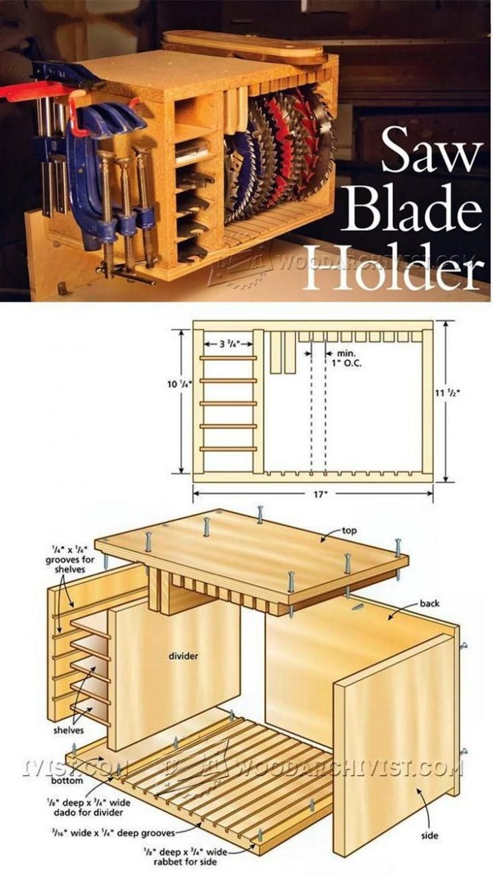 Saw blade holder plans: table saw tips, templates | WoodWorking